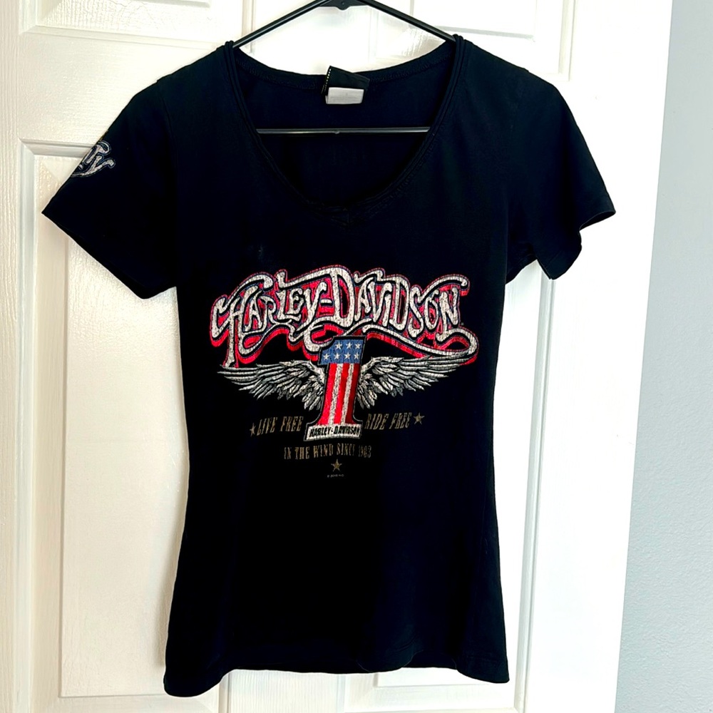 Harley Davidson Women’s Scoop Neck Tee Tshirt Black